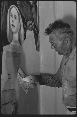 plastering the Morning Star mural